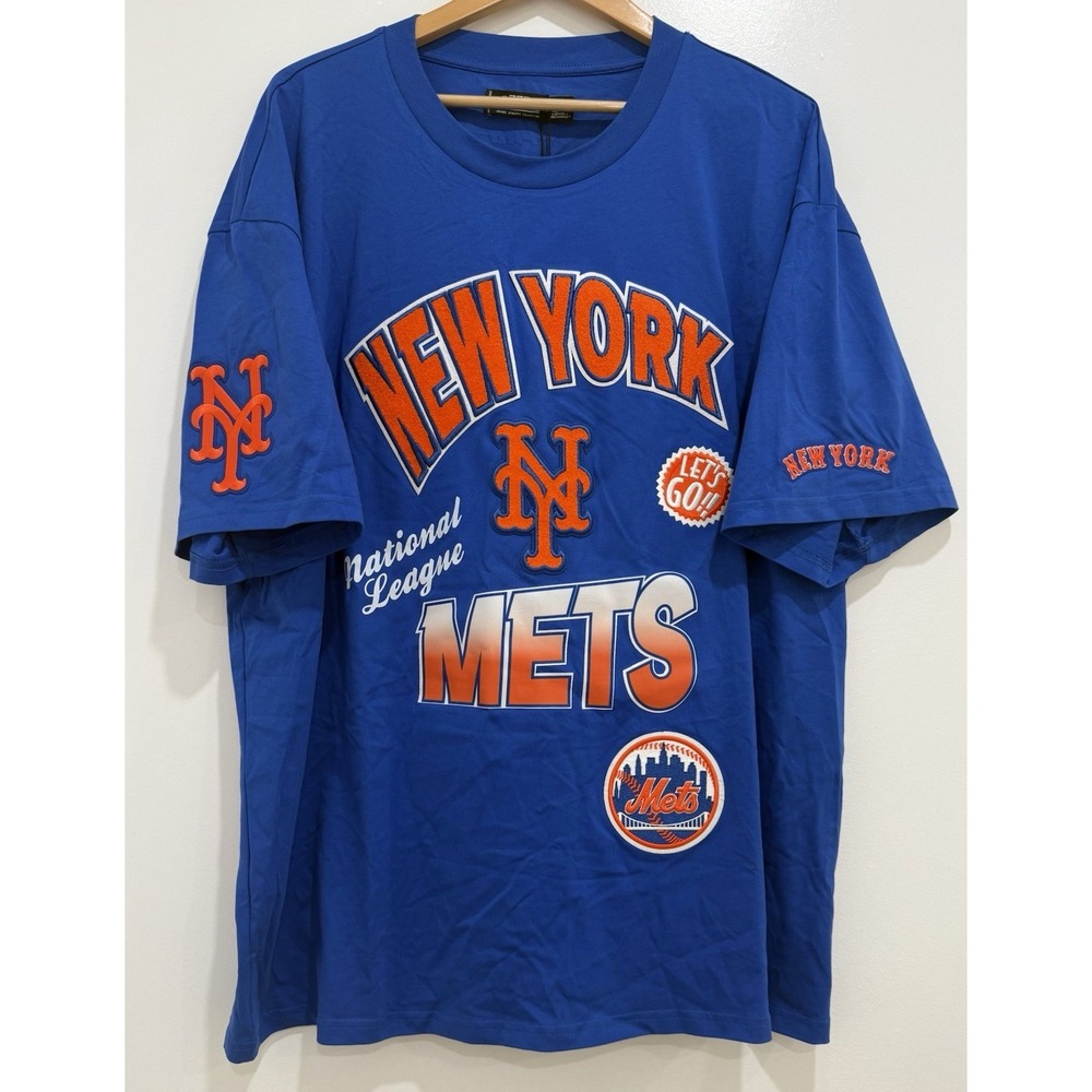 NWT Pro Standard New York Mets T-Shirt 3D Patches Logo MLB Royal Blue 2XL